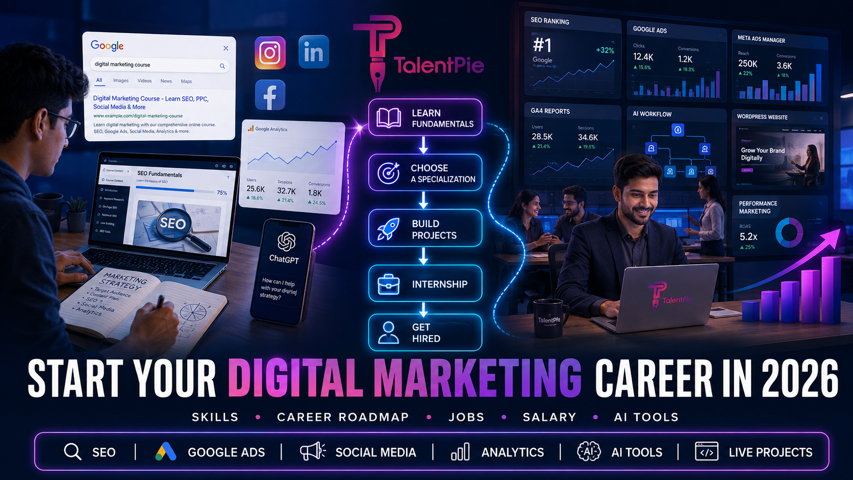 How to Start a Career in Digital Marketing in 2026: Skills, Jobs & Salary Guide